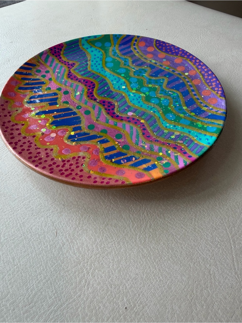 Hand-Painted Multicolor Decorative 6” wall plate / ring dish